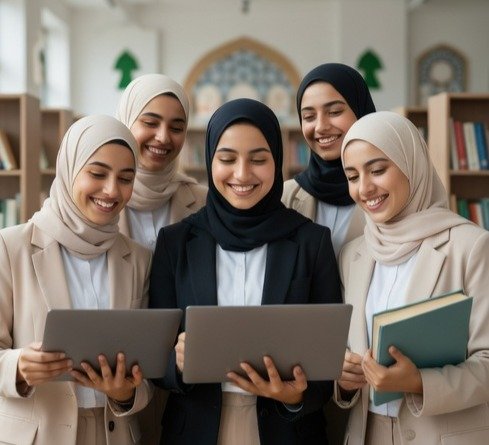 طالبات أكاديمية النجاح يتعلمن عبر الإنترنت في الجزائر